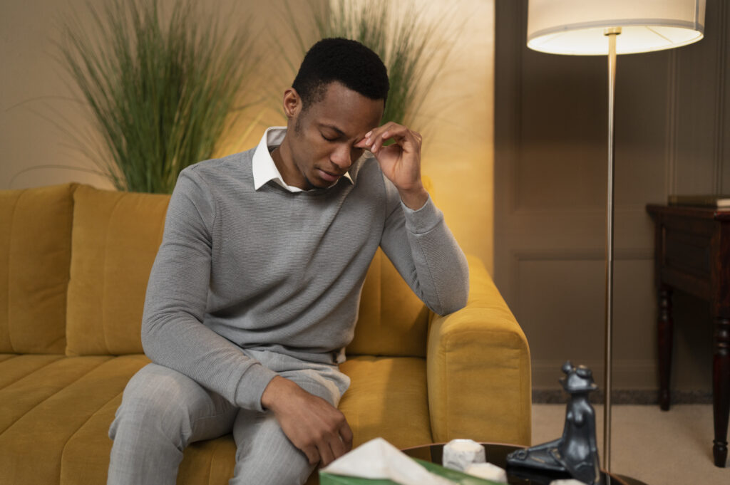 Young man woke up disappointed